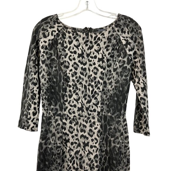 The Limited Womens 3/4 Sleeve Gray/Black Leopard Print Bodycon Dress Sz 10 Zip - Picture 2 of 9